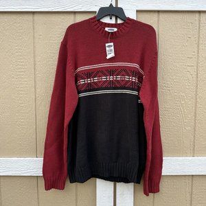 New Vintage Y2K Old Navy Crewneck Sweater Men’s Size XL Red Black Grunge Skater